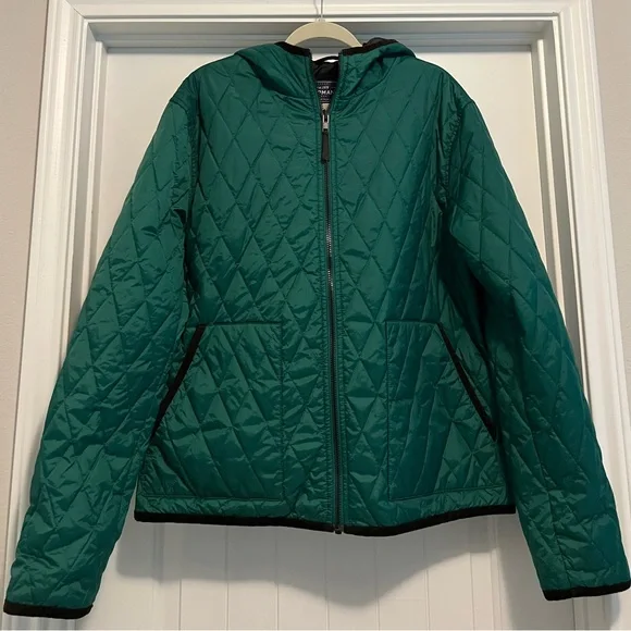 Topman Green Quilted Hooded Jacket XL Men’s Lightweight Zip Up Coat | Comfy Cozy - Picture 2 of 9